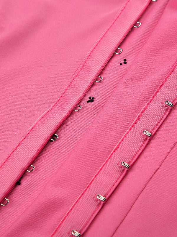PINK AND BLACK STRIPED CORSET TOP WITH LACE TRIM FOR VINTAGE STYLES