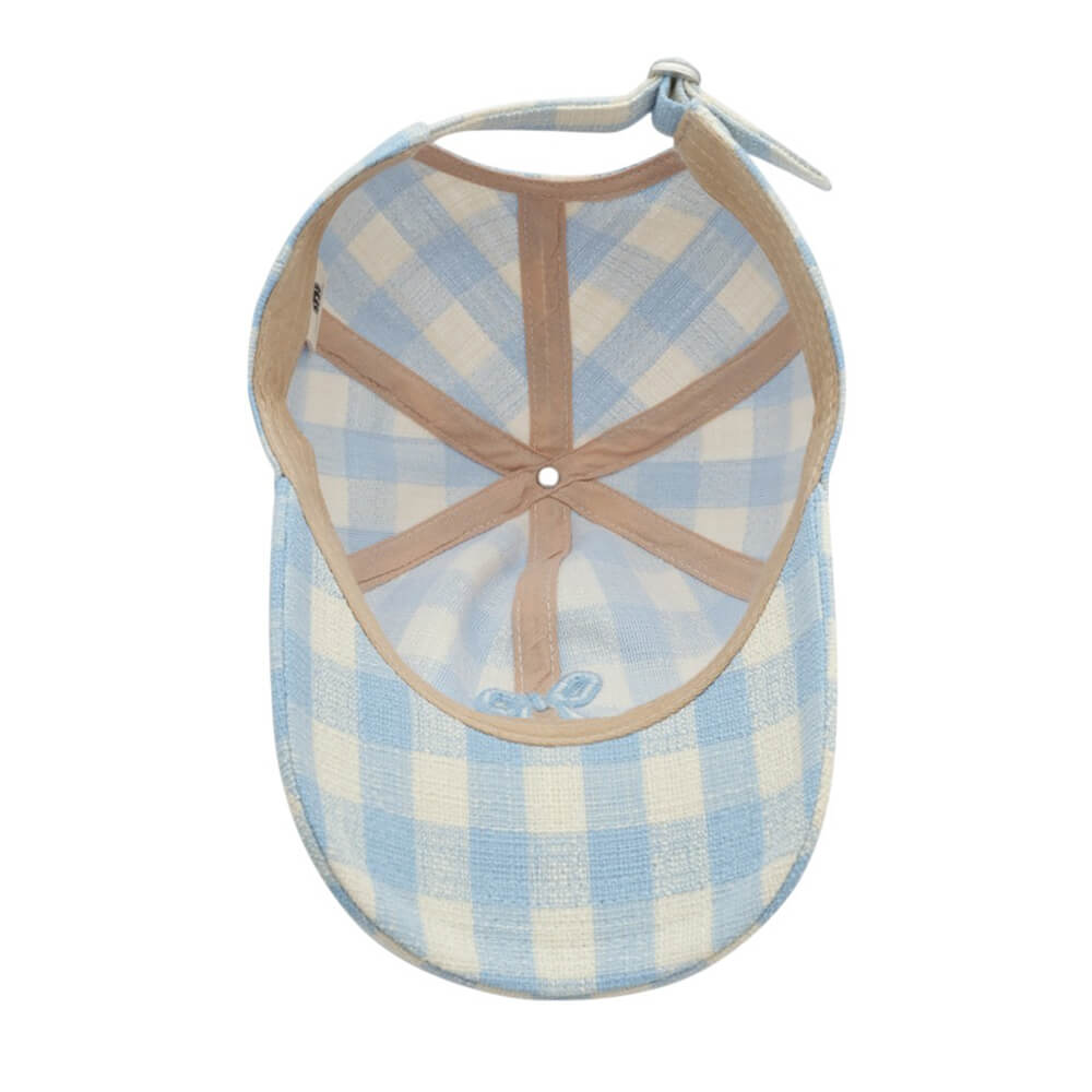 PINK AND WHITE CHECKERED BASEBALL CAP WITH BOW FOR KIDS