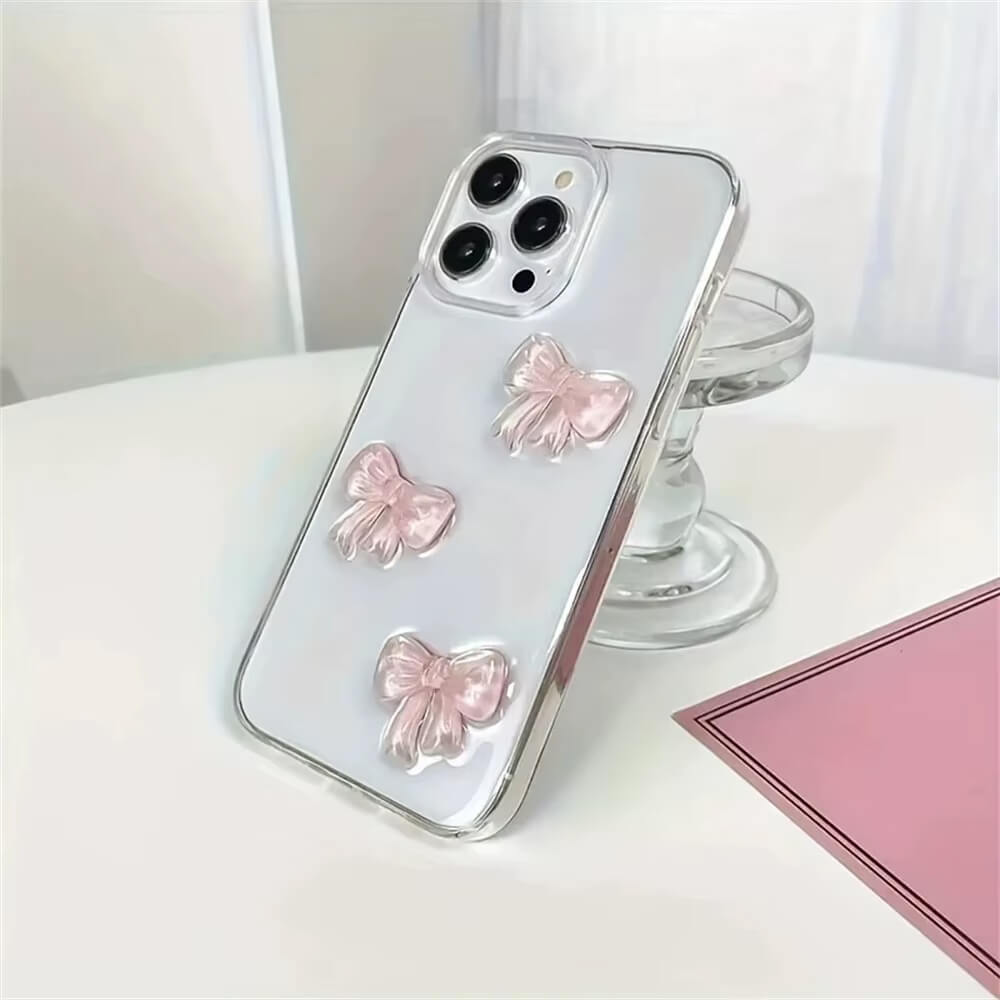 PINK BOWS CLEAR IPHONE CASE: ELEGANT PHONE PROTECTION