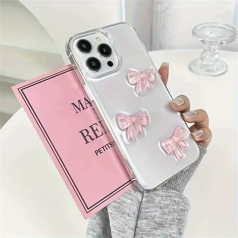 PINK BOWS CLEAR IPHONE CASE: ELEGANT PHONE PROTECTION