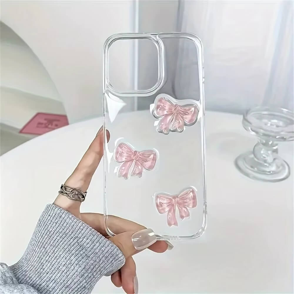 PINK BOWS CLEAR IPHONE CASE: ELEGANT PHONE PROTECTION