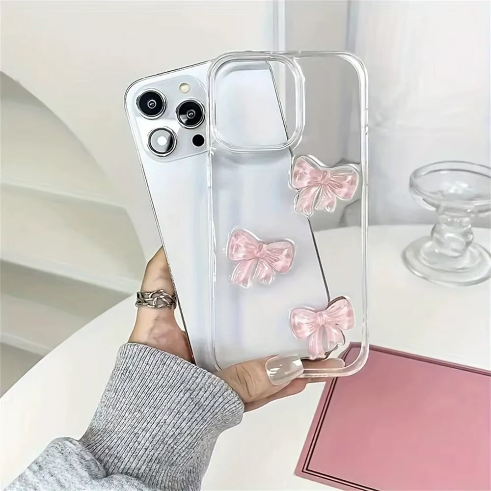 PINK BOWS CLEAR IPHONE CASE: ELEGANT PHONE PROTECTION