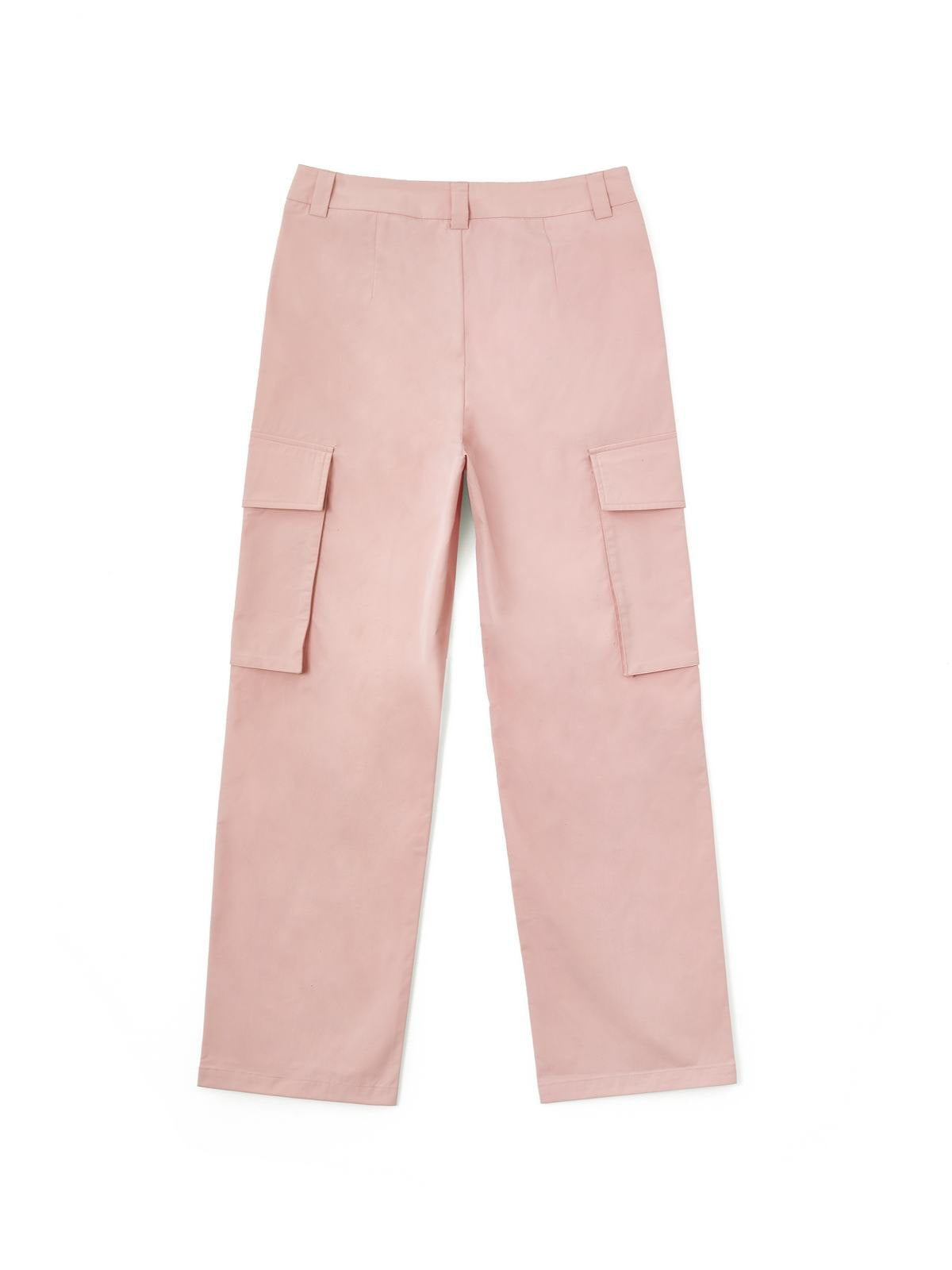PINK CARGO PANTS WITH RUCHED DETAILS - COMFORTABLE CARGO PANTS