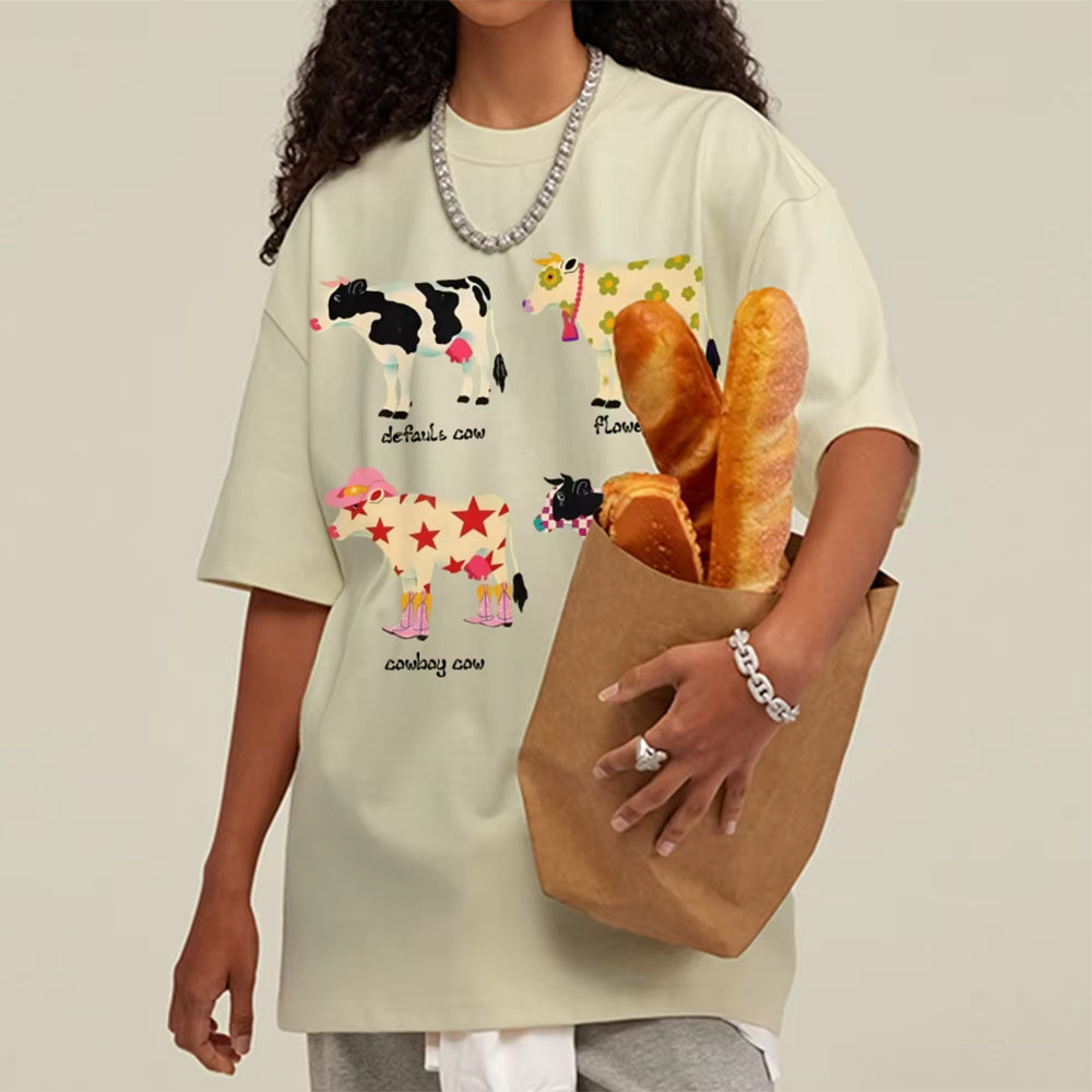 PINK COW GRAPHIC TEE INDIE AESTHETIC COW
