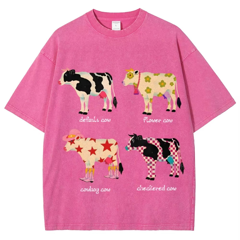 PINK COW GRAPHIC TEE INDIE AESTHETIC COW