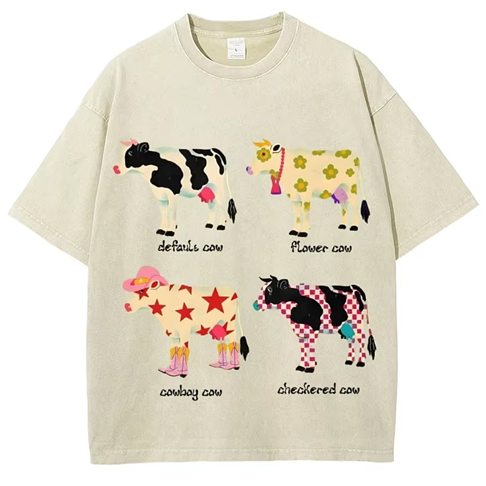 PINK COW GRAPHIC TEE INDIE AESTHETIC COW