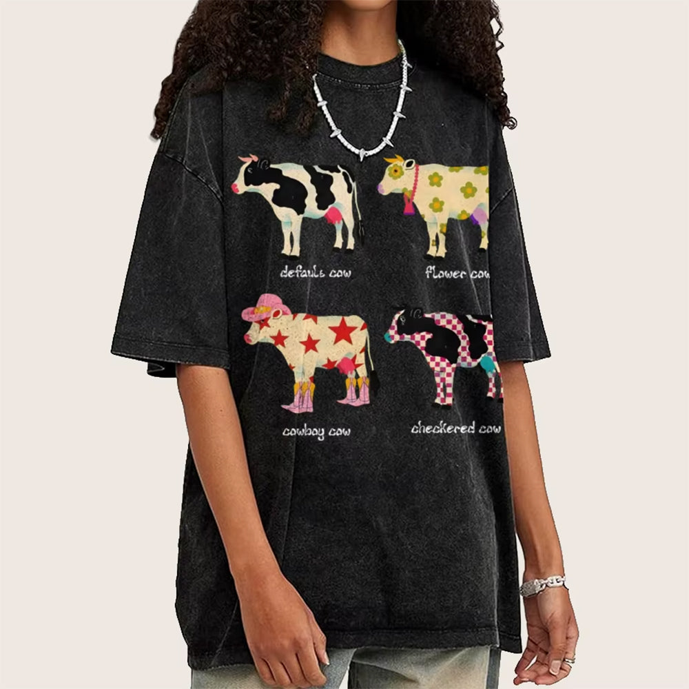 PINK COW GRAPHIC TEE INDIE AESTHETIC COW