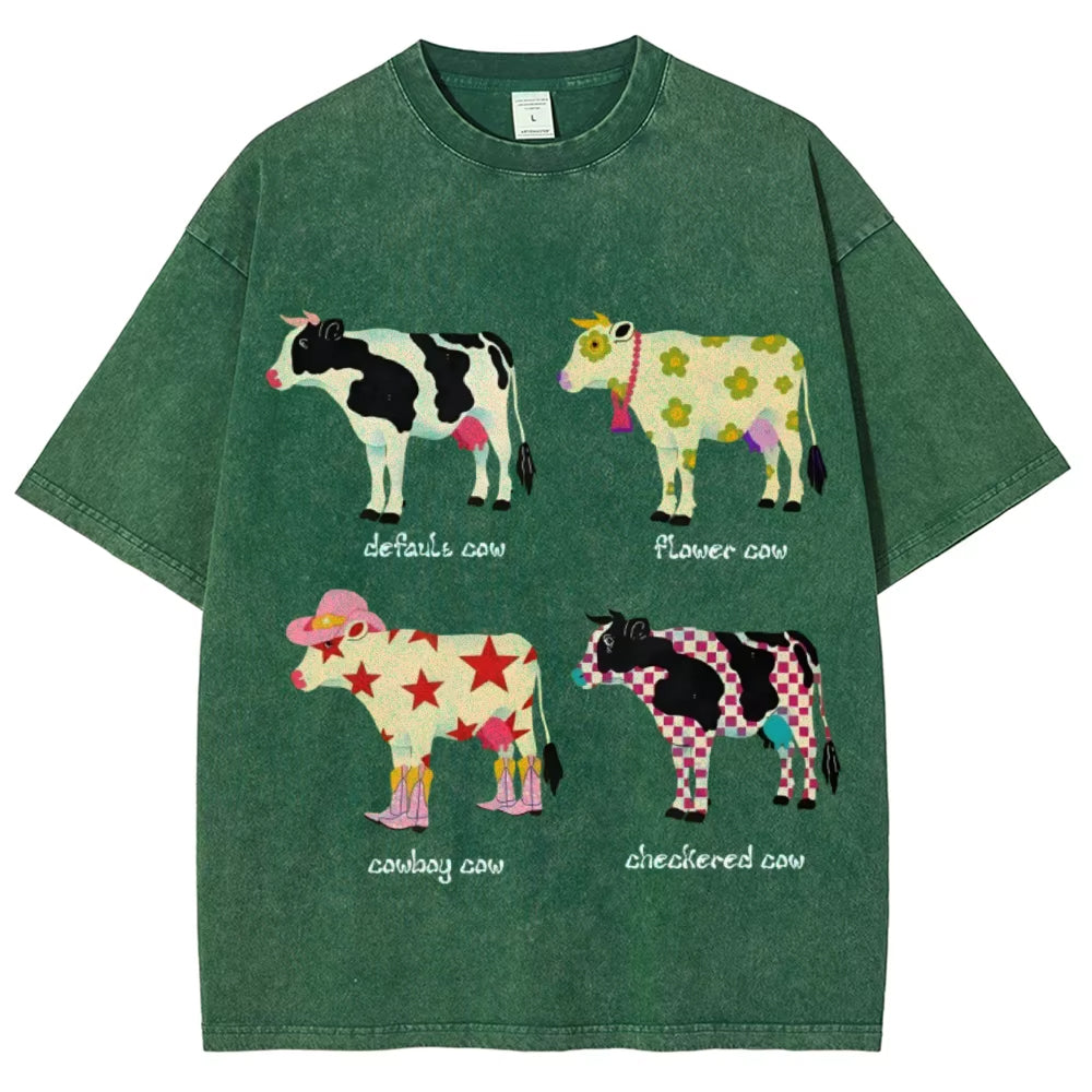 PINK COW GRAPHIC TEE INDIE AESTHETIC COW