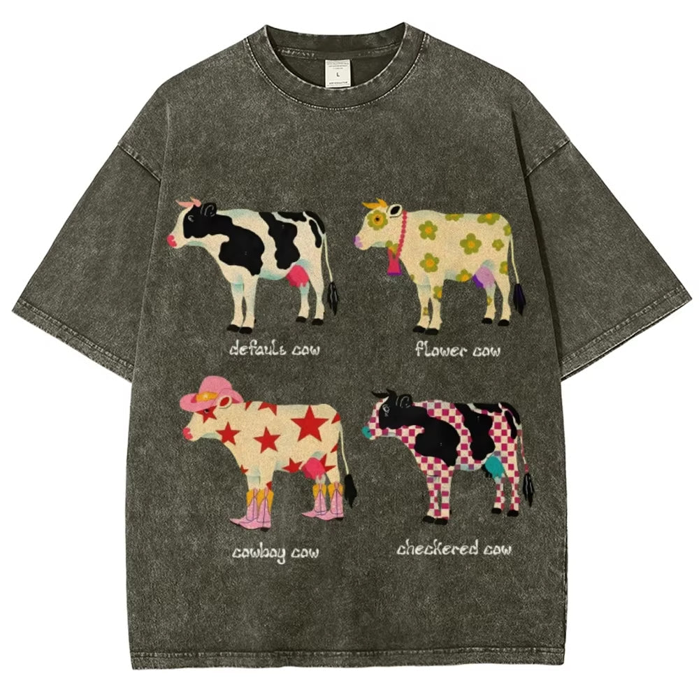 PINK COW GRAPHIC TEE INDIE AESTHETIC COW