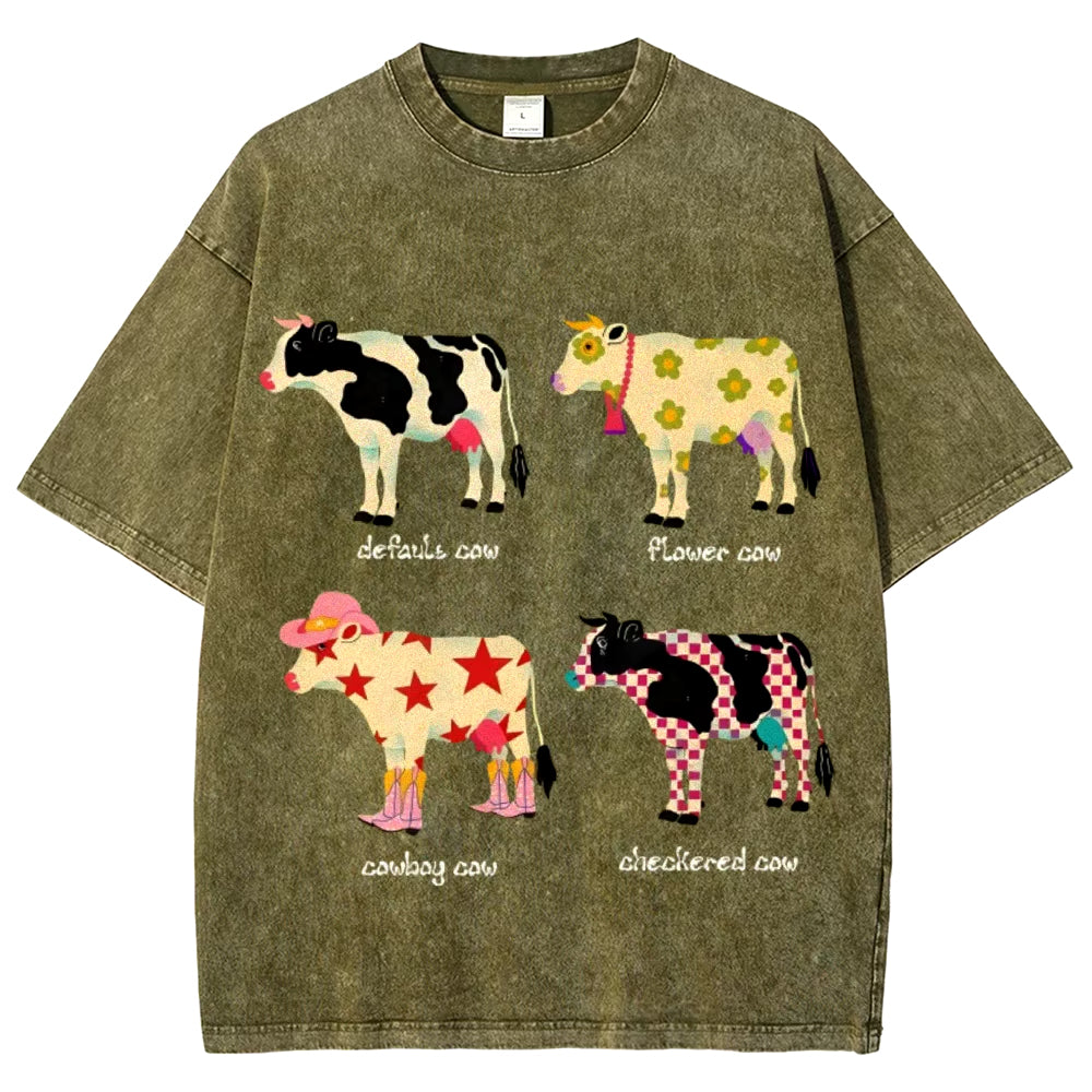 PINK COW GRAPHIC TEE INDIE AESTHETIC COW