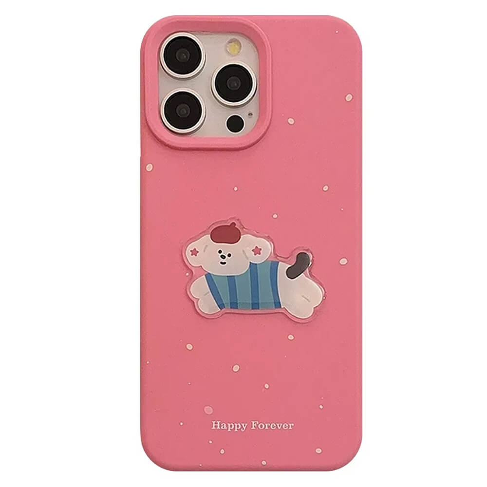 PINK DOG PHONE CASE KOREAN AESTHETIC PUPPY IPHONE