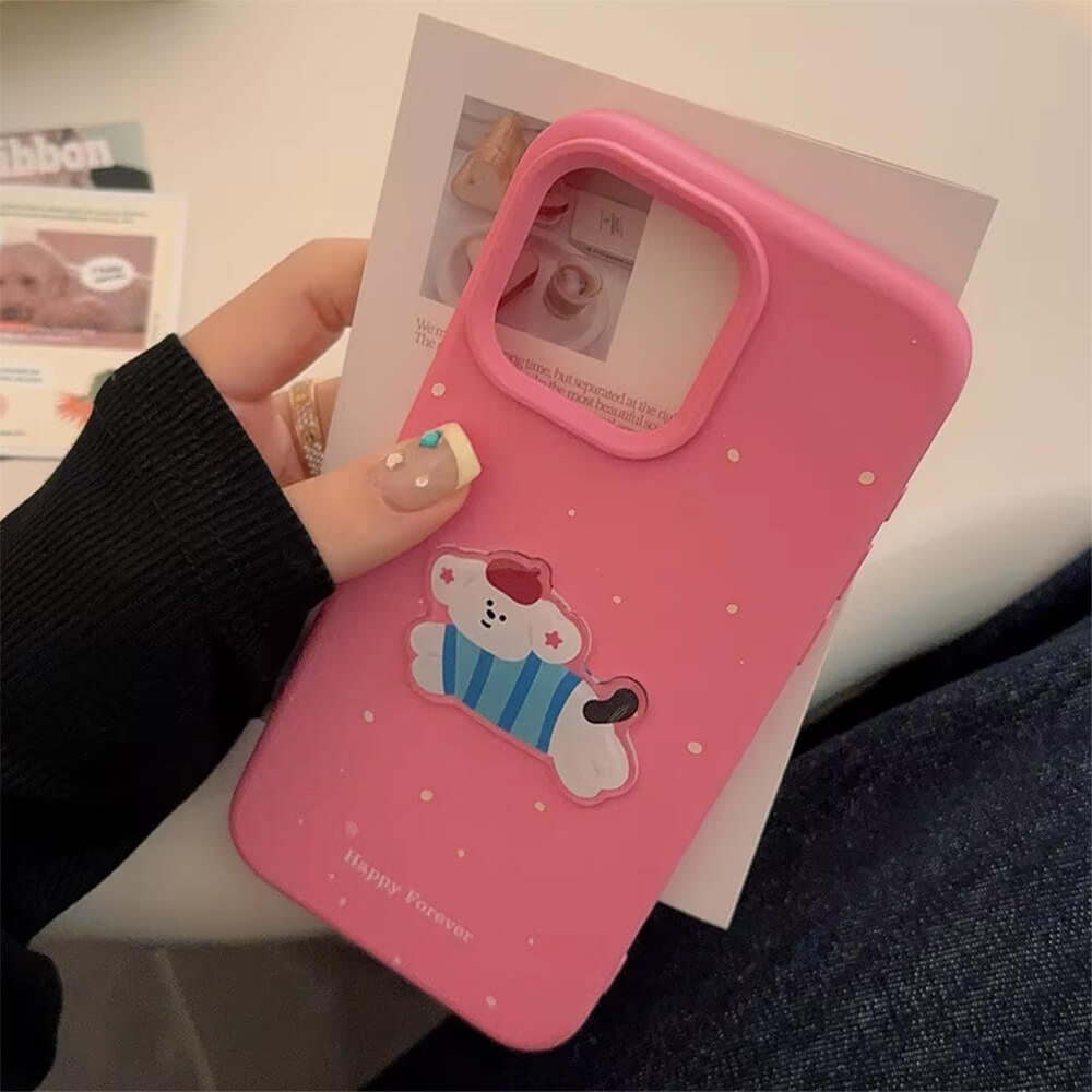 PINK DOG PHONE CASE KOREAN AESTHETIC PUPPY IPHONE