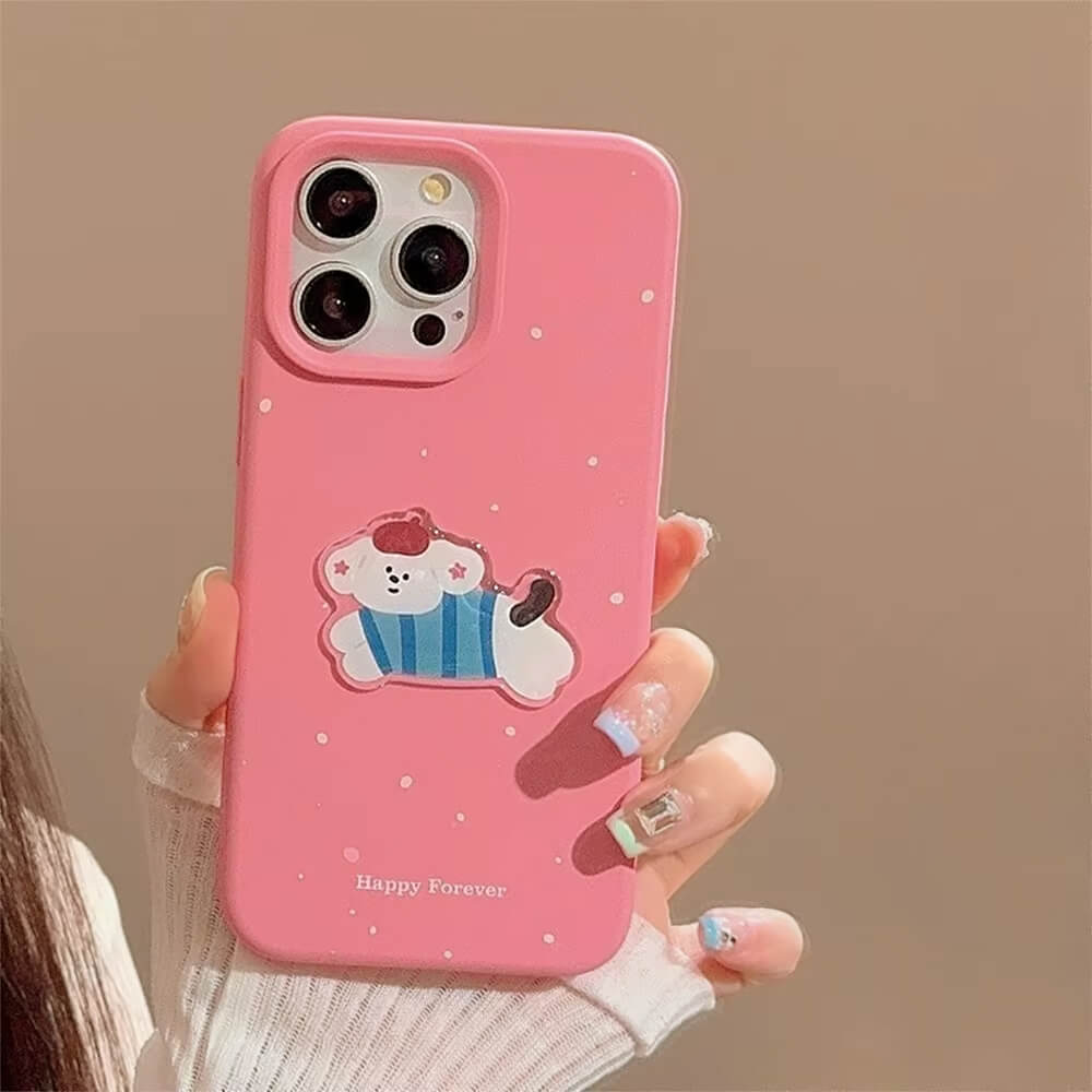 PINK DOG PHONE CASE KOREAN AESTHETIC PUPPY IPHONE
