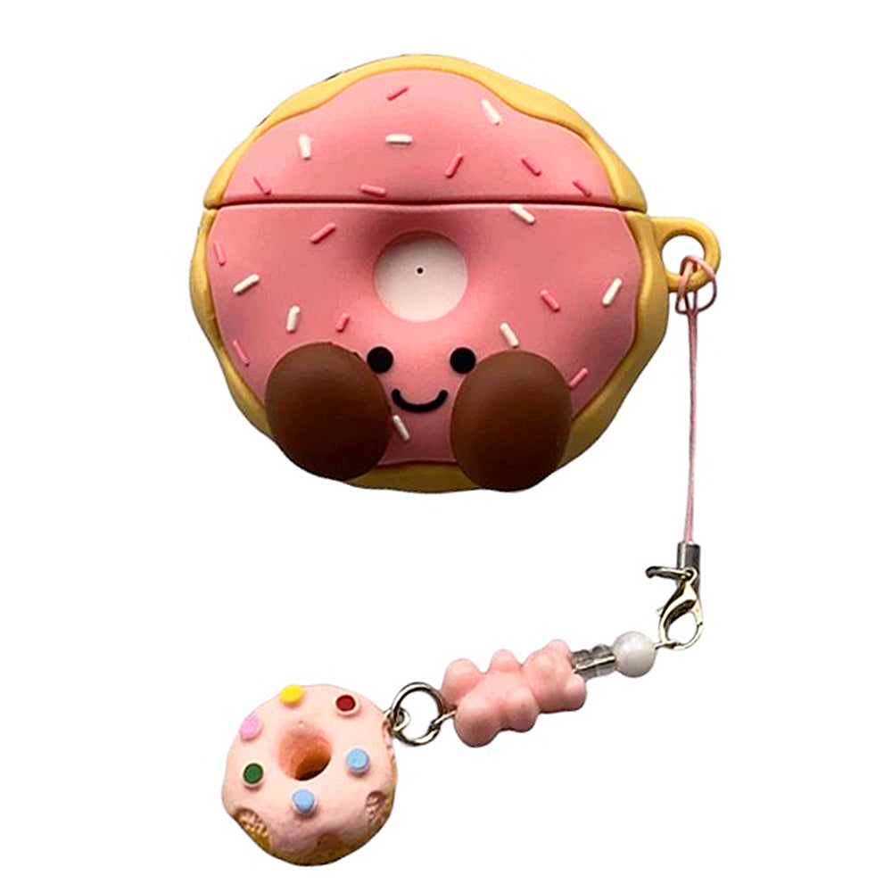 PINK DONUT-SHAPED AIRPODS CASE WITH SMILING FACE FOR GOLDEN GLAZED DONUT STYLE