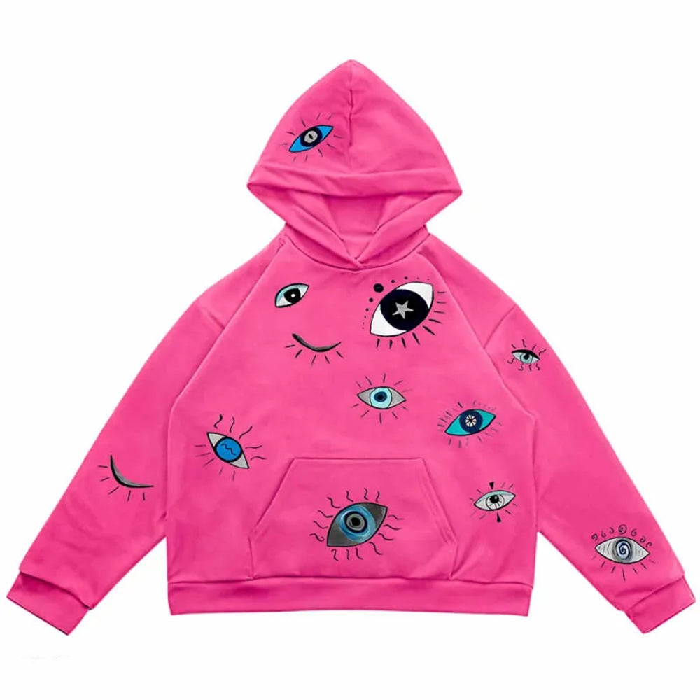 PINK EYE PRINT HOODIE: INDIE AESTHETIC