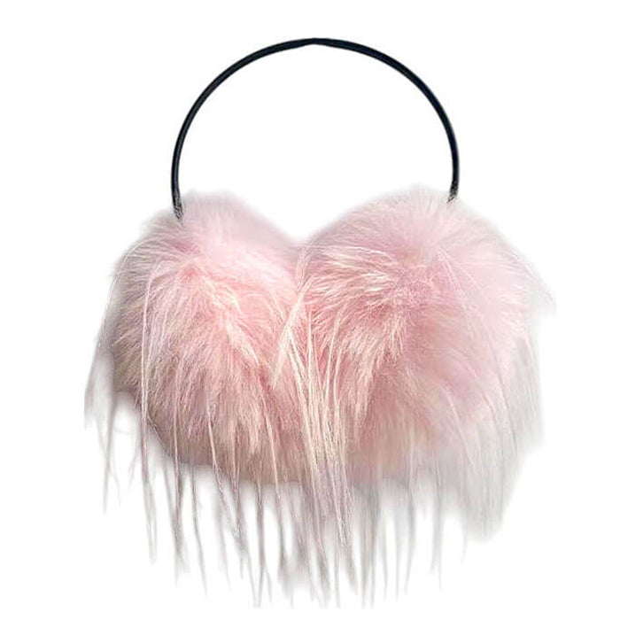 PINK FAUX FUR EAR WARMERS - COSY FUR EAR MUFFS