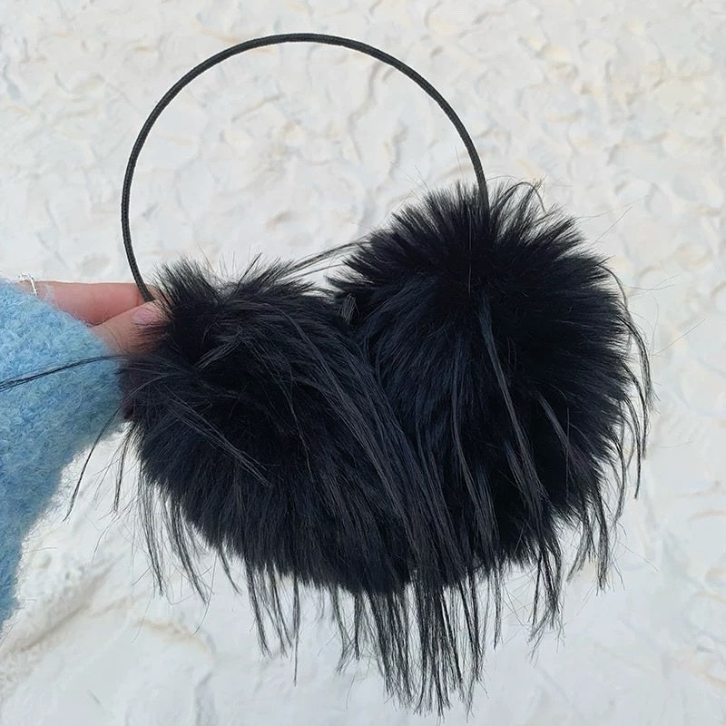 PINK FAUX FUR EAR WARMERS - COSY FUR EAR MUFFS