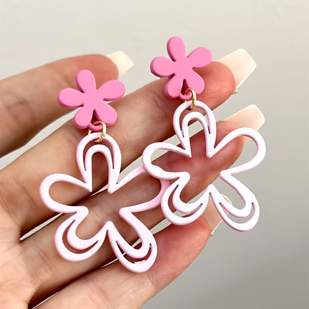 PINK FLOWER EARRINGS INDIE AESTHETIC FLOWER