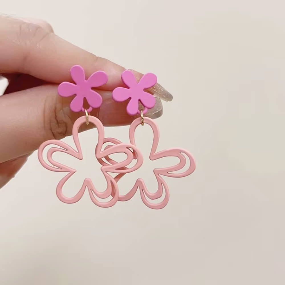 PINK FLOWER EARRINGS INDIE AESTHETIC FLOWER