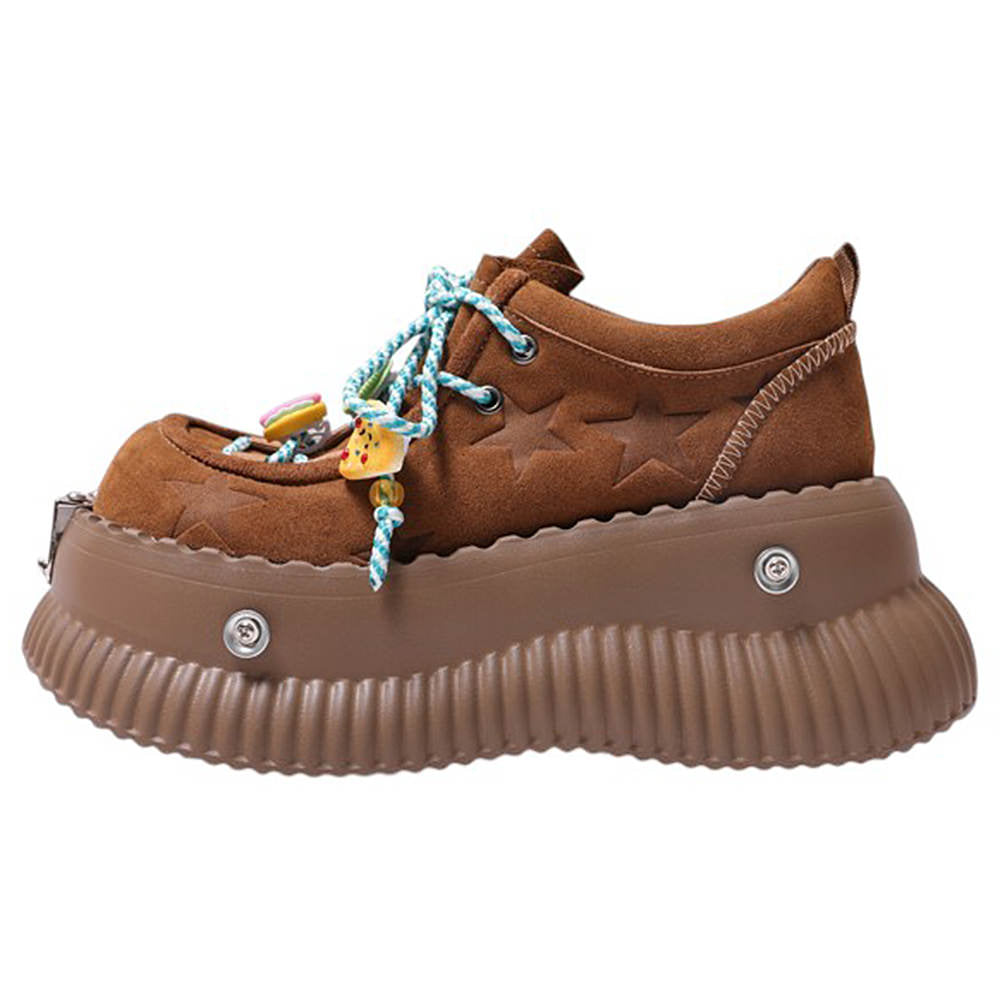 PINK FOOD CHARM Y2K PLATFORM SNEAKERS WITH RIPPLE SOLE