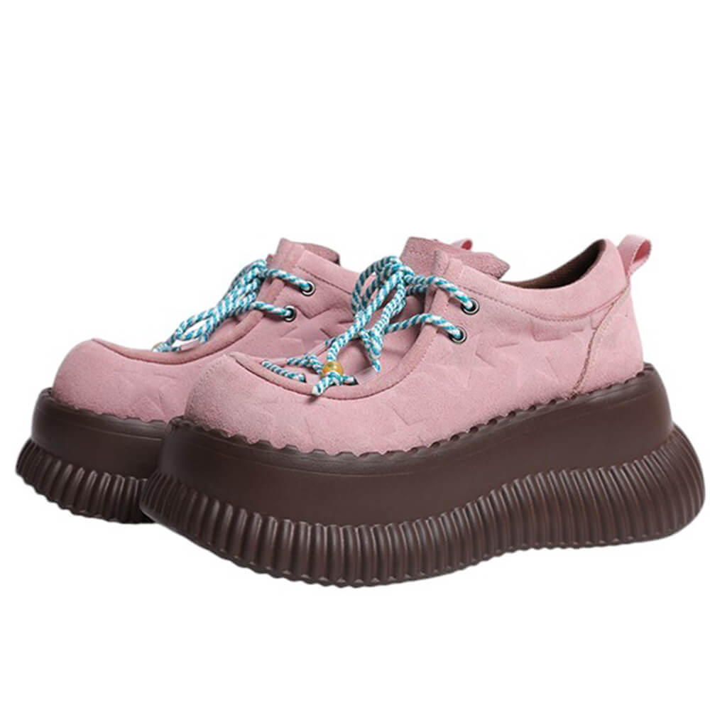 PINK FOOD CHARM Y2K PLATFORM SNEAKERS WITH RIPPLE SOLE