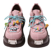 PINK FOOD CHARM Y2K PLATFORM SNEAKERS WITH RIPPLE SOLE