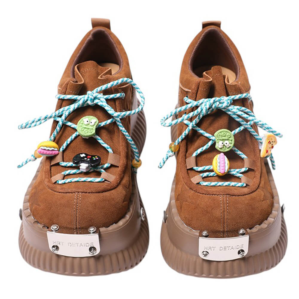 PINK FOOD CHARM Y2K PLATFORM SNEAKERS WITH RIPPLE SOLE