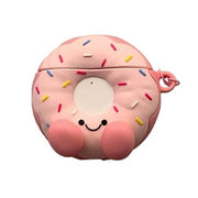 PINK FROSTED DONUT AIRPODS CASE WITH SPRINKLES AND SMILING FACE