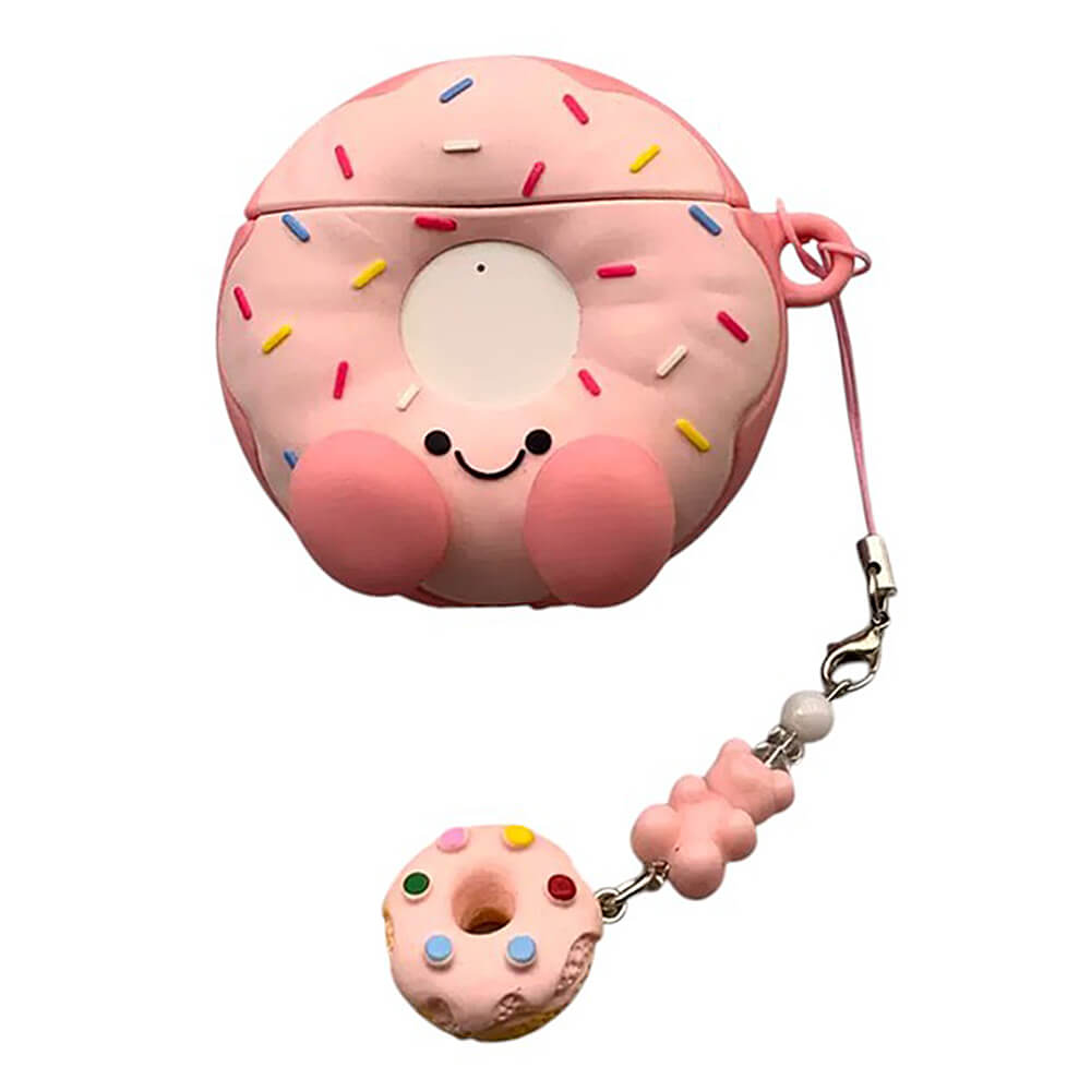PINK FROSTED DONUT AIRPODS CASE WITH SPRINKLES AND SMILING FACE