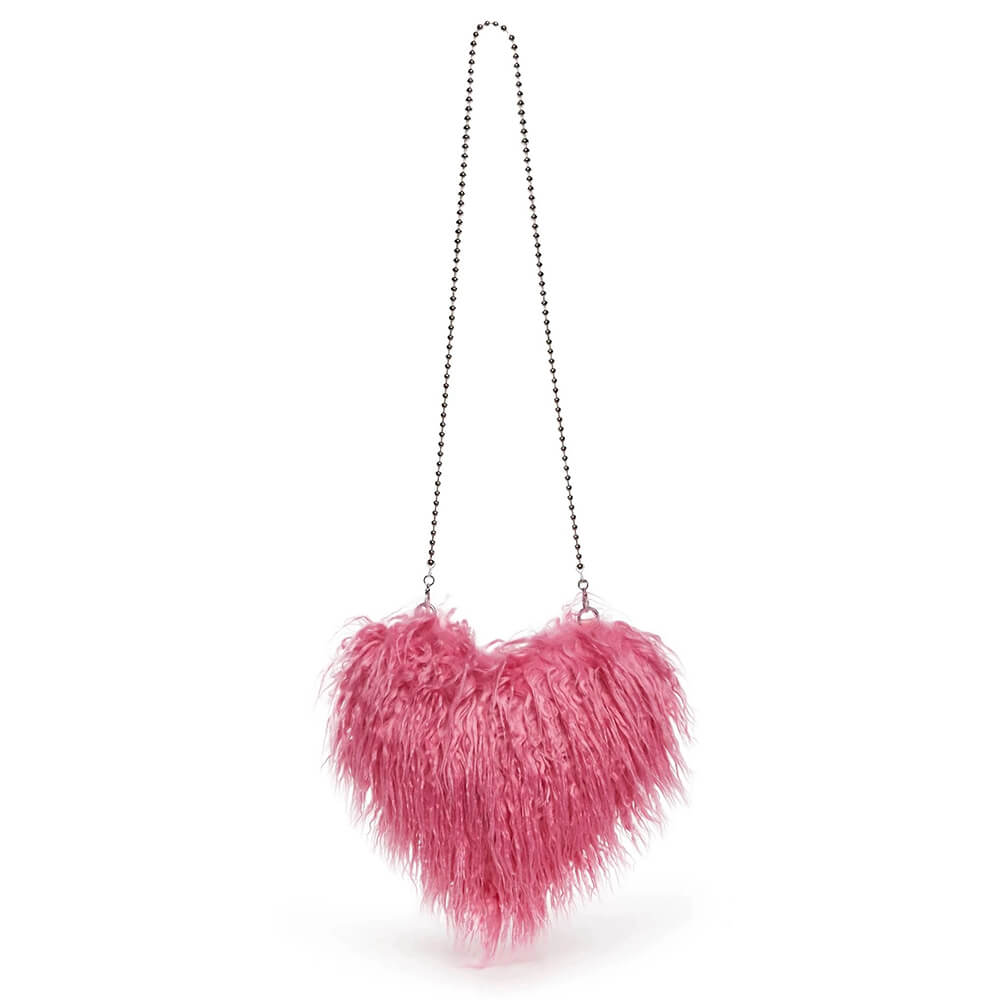 PINK FUZZY HEART HANDBAG HEART SHAPED BAG