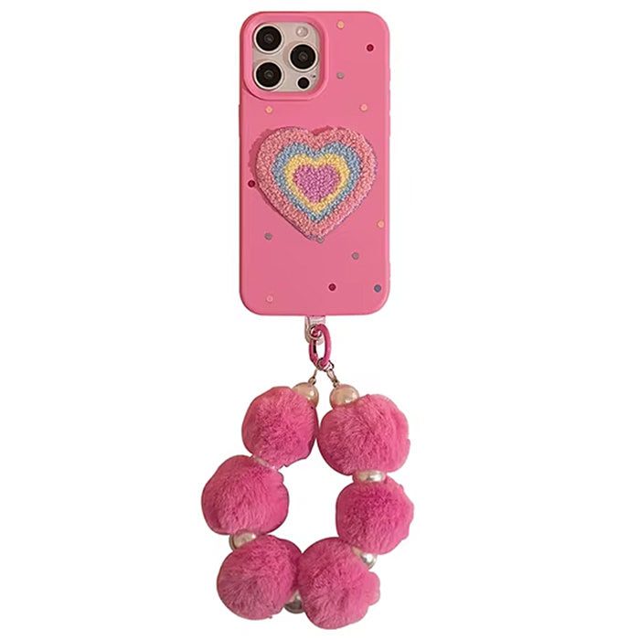 PINK FUZZY HEART IPHONE CASE LOVE IPHONE CASE