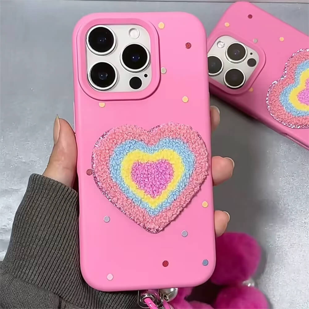PINK FUZZY HEART IPHONE CASE LOVE IPHONE CASE