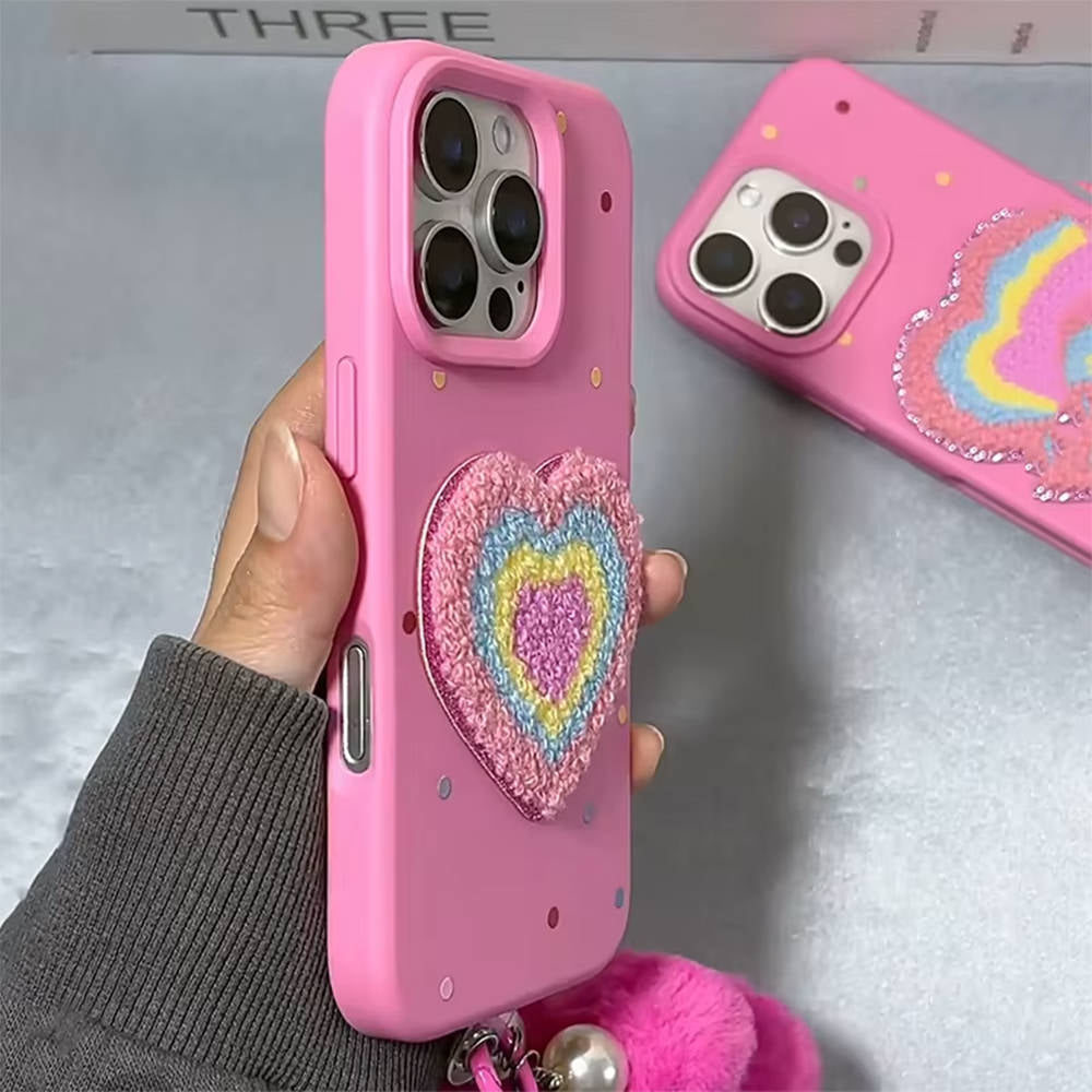 PINK FUZZY HEART IPHONE CASE LOVE IPHONE CASE