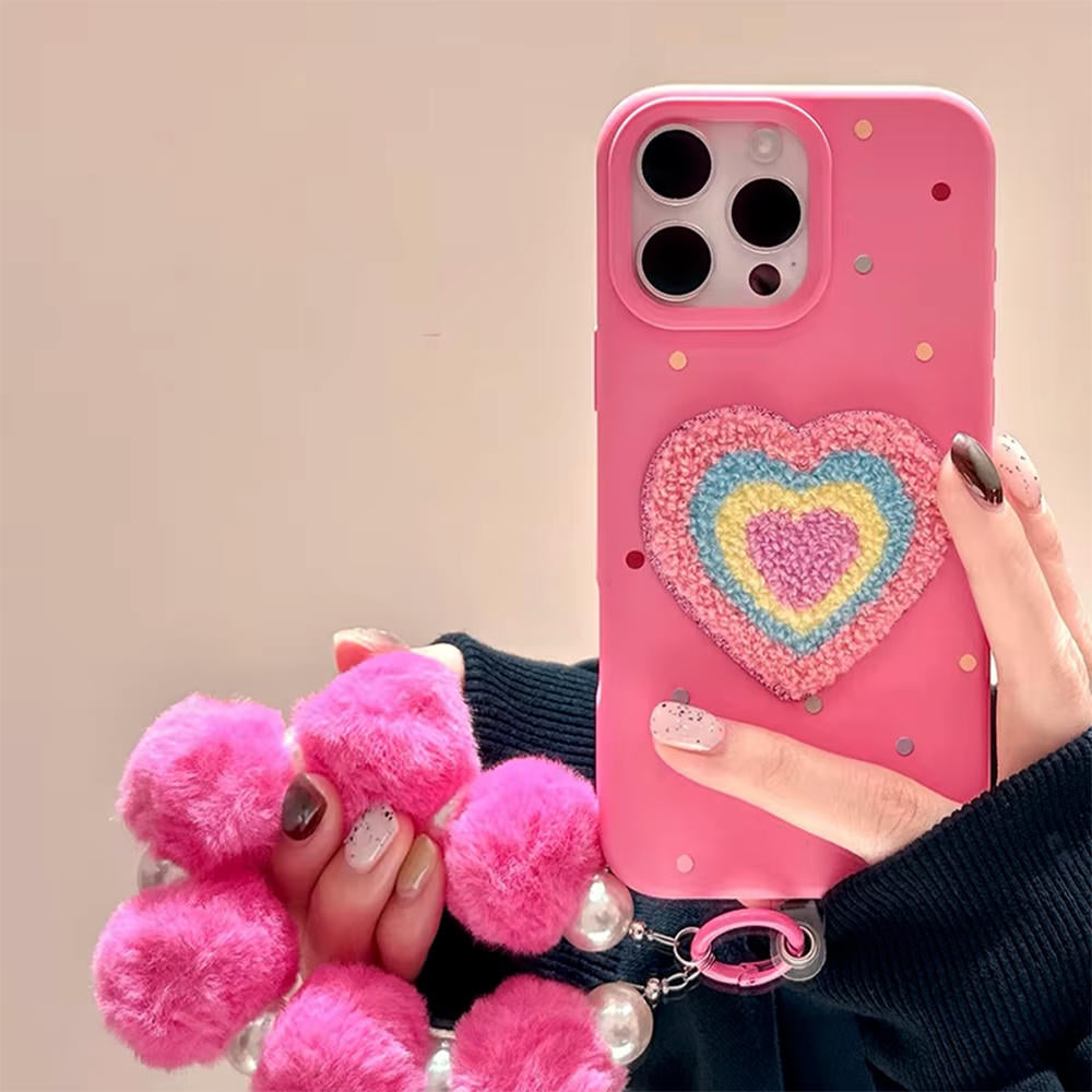 PINK FUZZY HEART IPHONE CASE LOVE IPHONE CASE