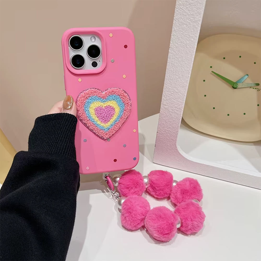 PINK FUZZY HEART IPHONE CASE LOVE IPHONE CASE