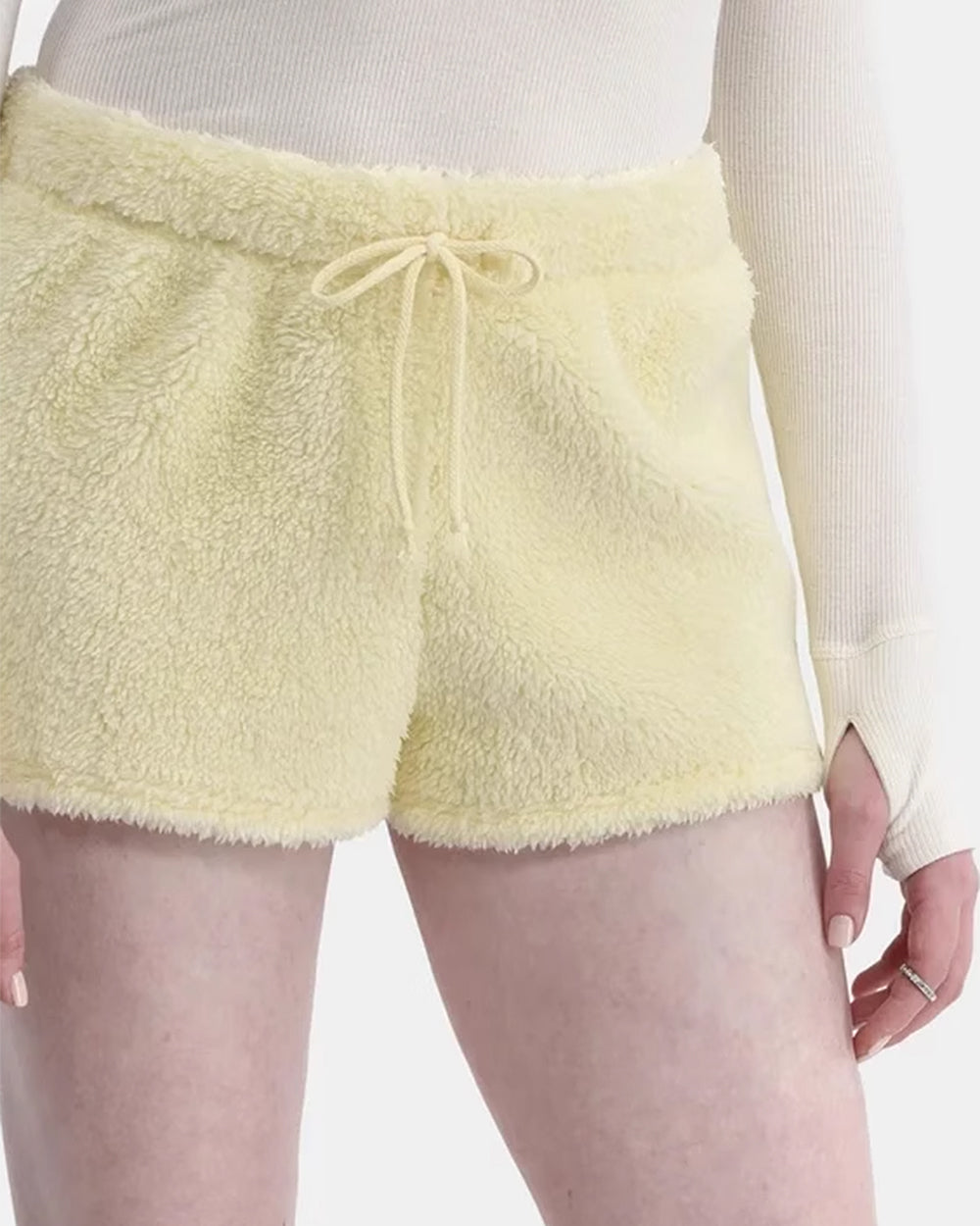PINK FUZZY SHORTS SIZE FEATURES AND WAIST MEASUREMENT