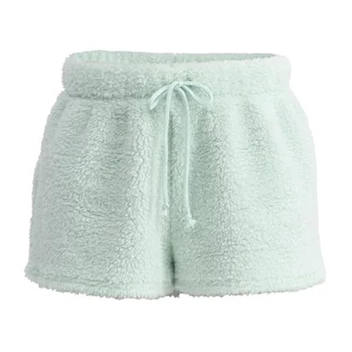 PINK FUZZY SHORTS SIZE FEATURES AND WAIST MEASUREMENT