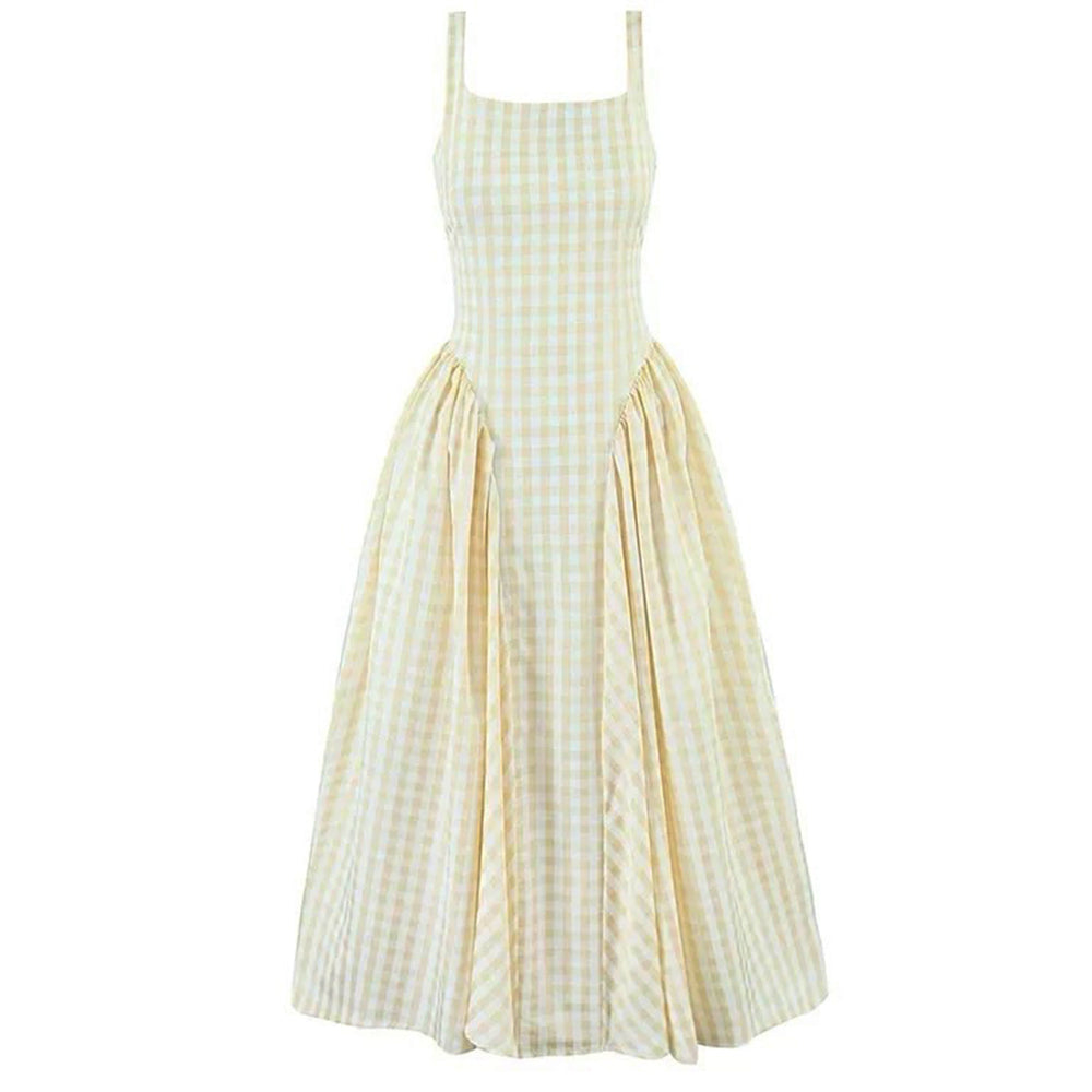 PINK GINGHAM MIDI DRESS FOR COTTAGECORE PICNIC