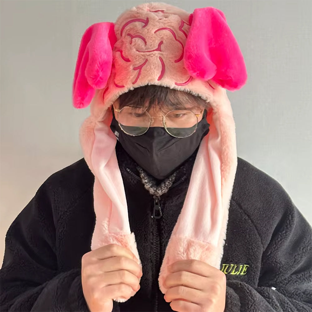 PINK HEART AQUABRAIN PLUSH HAT