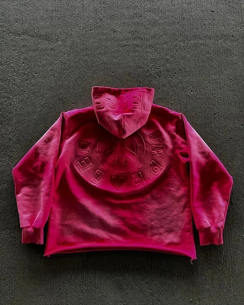 PINK HOOD HARAKUJU HOODIE WITH WHITE LETTERING HARAKUJU SWEATSHIRT