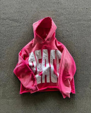 PINK HOOD HARAKUJU HOODIE WITH WHITE LETTERING HARAKUJU SWEATSHIRT