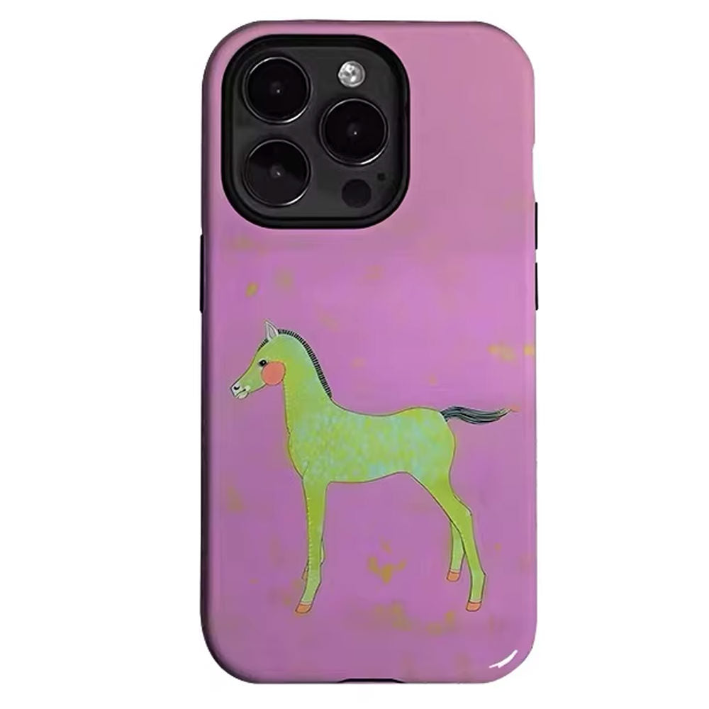 PINK HORSE IPHONE CASE GREEN MANE