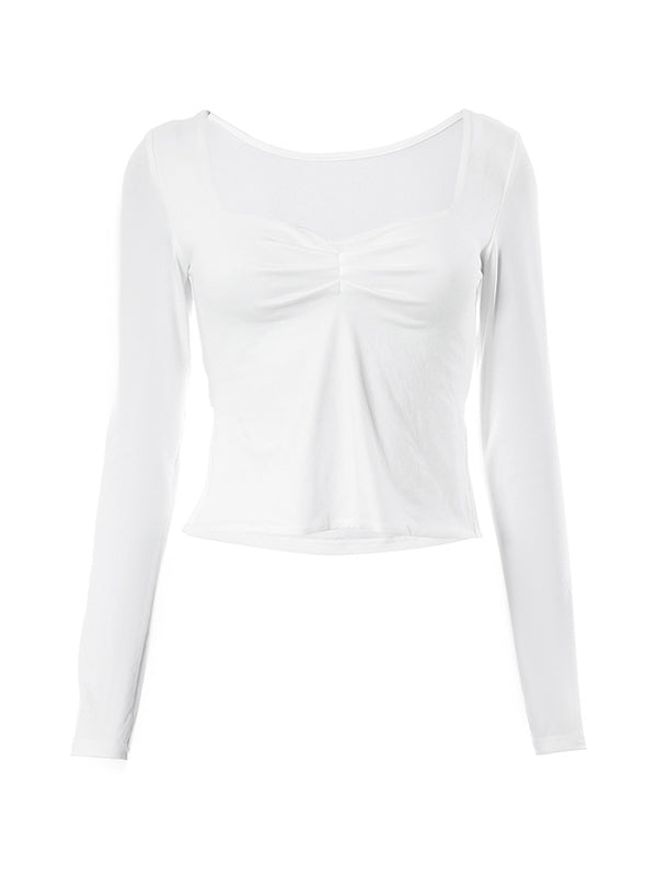 PINK LONG SLEEVE CREW TOP - LOOSE LONG SLEEVE TRENDY ESSENTIAL