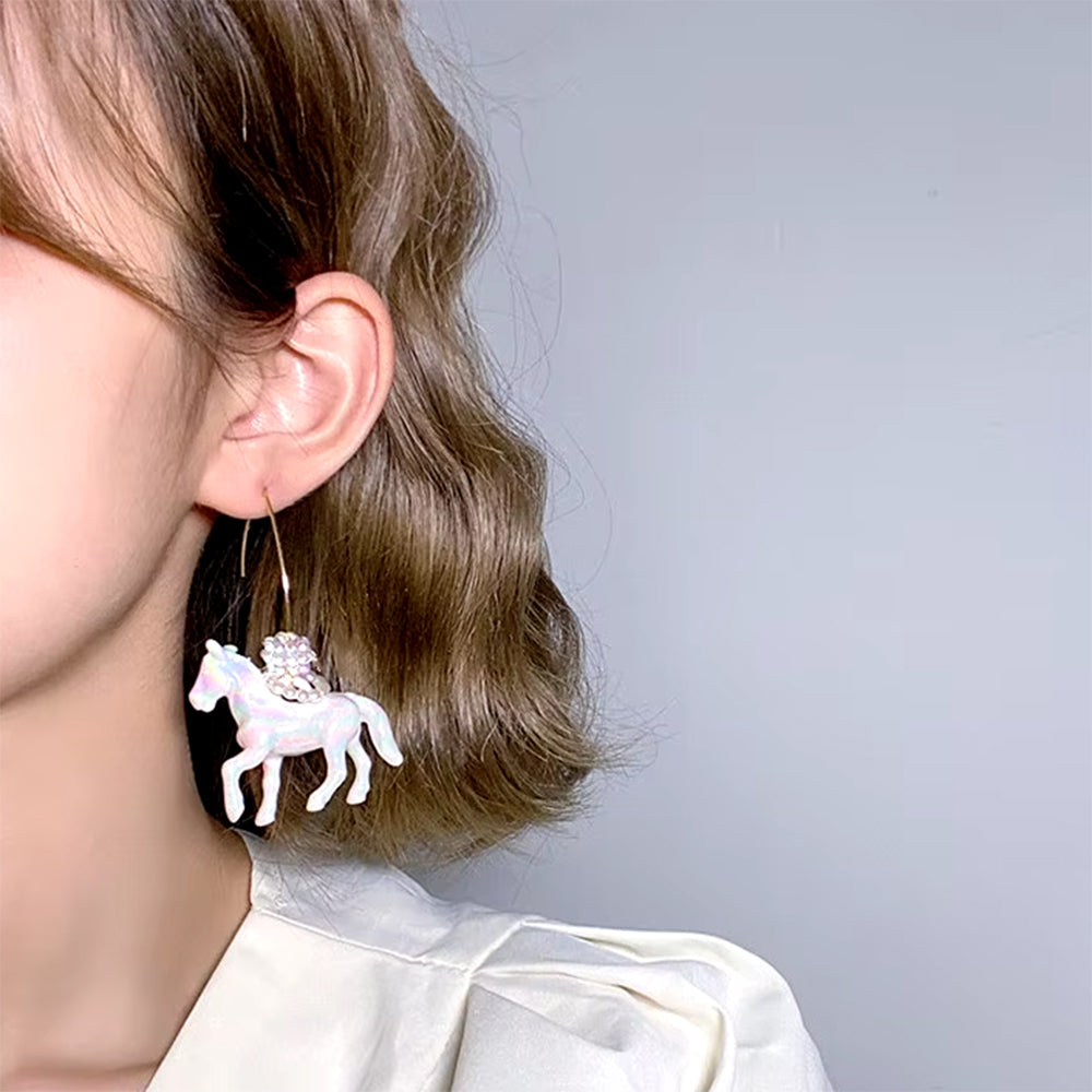 PINK PASTEL HORSE EARRINGS