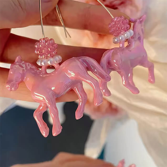 PINK PASTEL HORSE EARRINGS