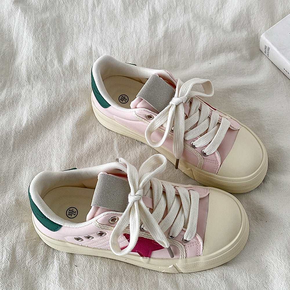 PINK RED STAR VEGAN SNEAKERS