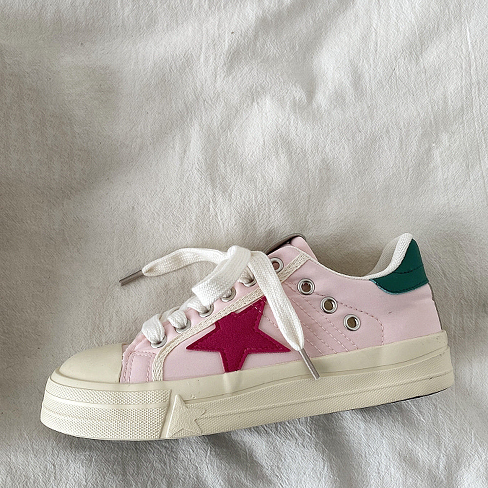 PINK RED STAR VEGAN SNEAKERS
