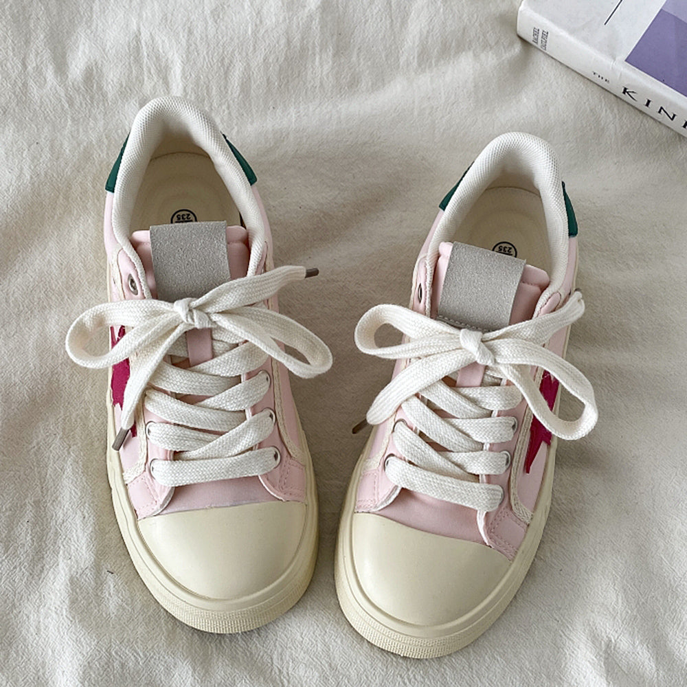 PINK RED STAR VEGAN SNEAKERS