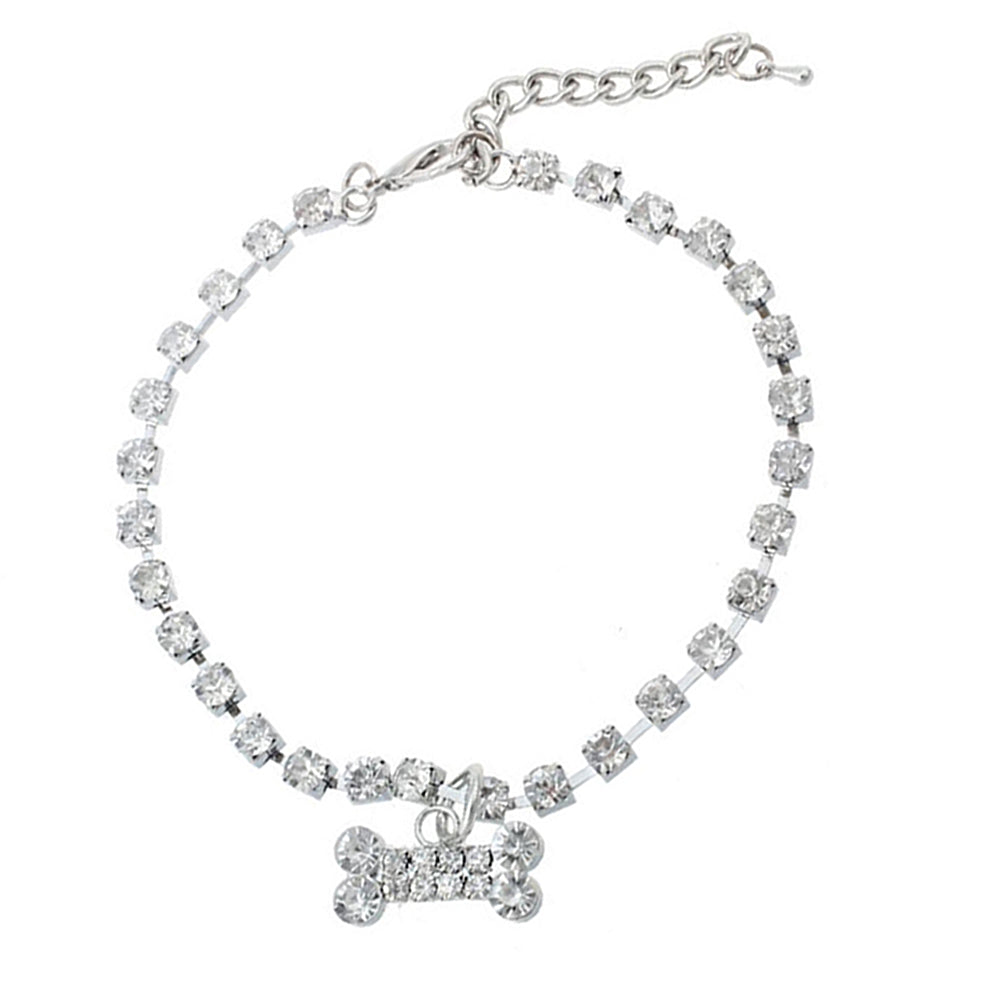 PINK RHINESTONE DOG COLLAR BONE CHARM ZINC ALLOY