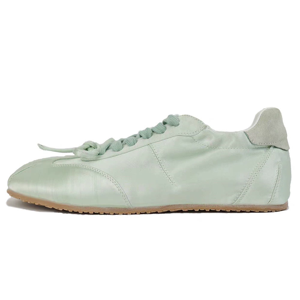 PINK SATIN SNEAKERS WITH VEGAN LEATHER AESTHETIC BOW